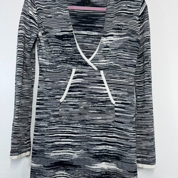 ATHLETA Hooded Long Sleeve Sweater Marbled Black White Kangaroo Pocket Sz Small - Picture 1 of 6